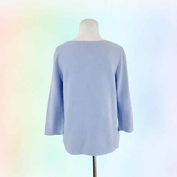 Eileen Fisher Sweater XS Organic Cotton Knit Pullover 3/4 Sleeve Periwinkle - Picture 2 of 8